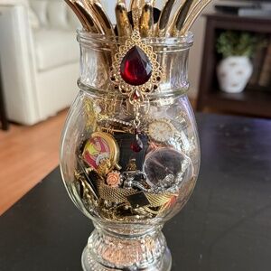 Gold tone mystery jewelry jar